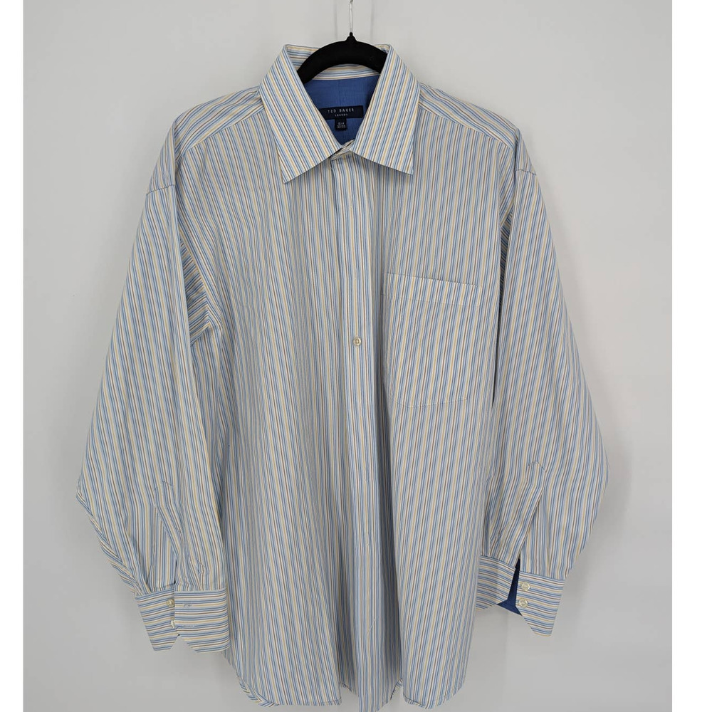 Ted Baker London - White strip- Button down shirt- Men Size 16 1/2 32-33